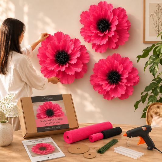 Giant Paper Flower Cluster (3) - DIY Kit  - Cerise - Wall hanging