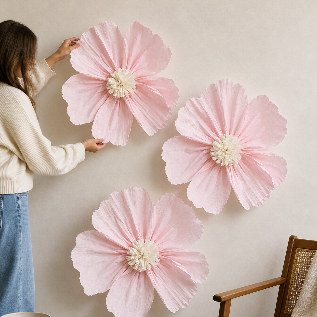 Poppy Arrangement (Set of Three) | Light Pink
