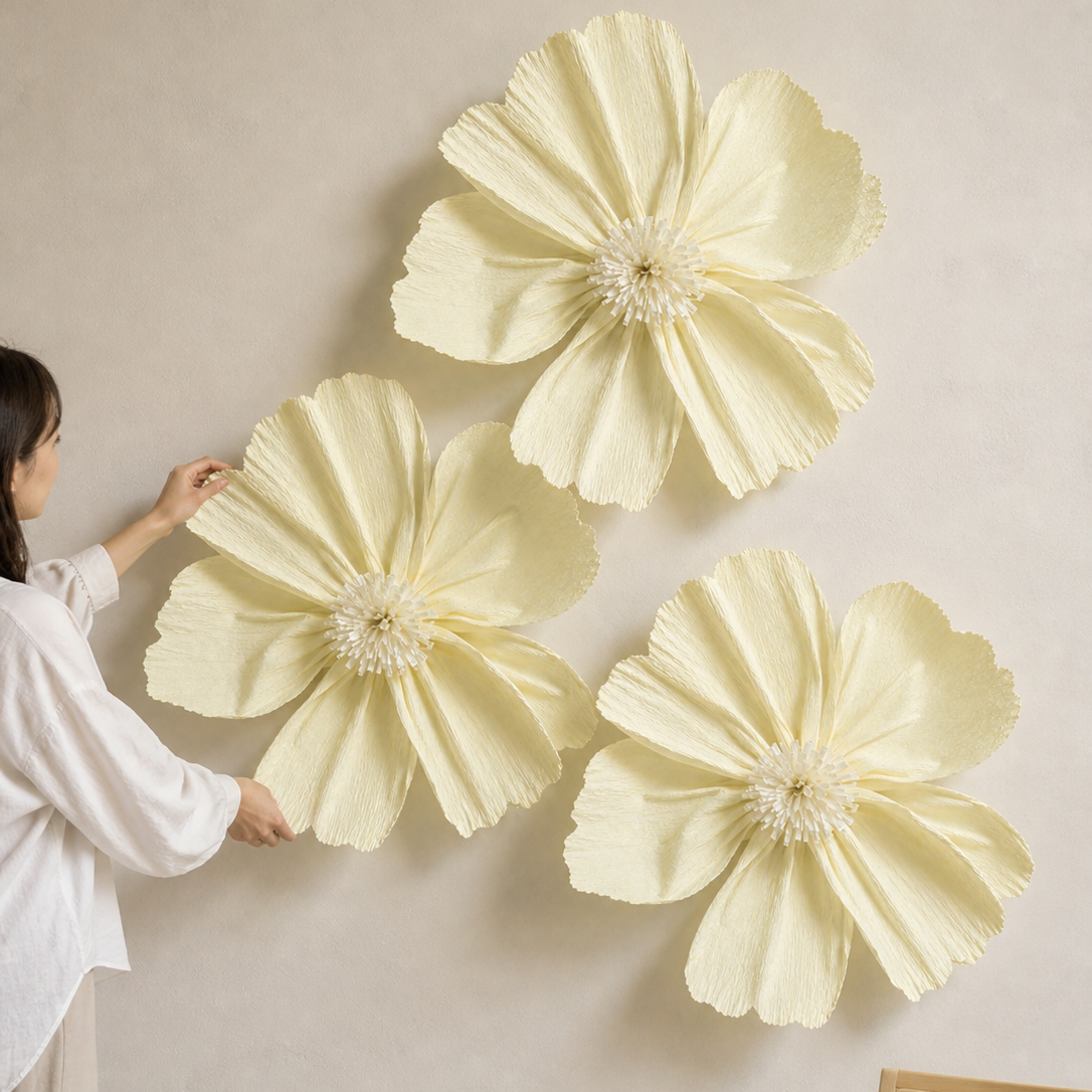 Poppy Arrangement (Set of Three) | Light Yellow