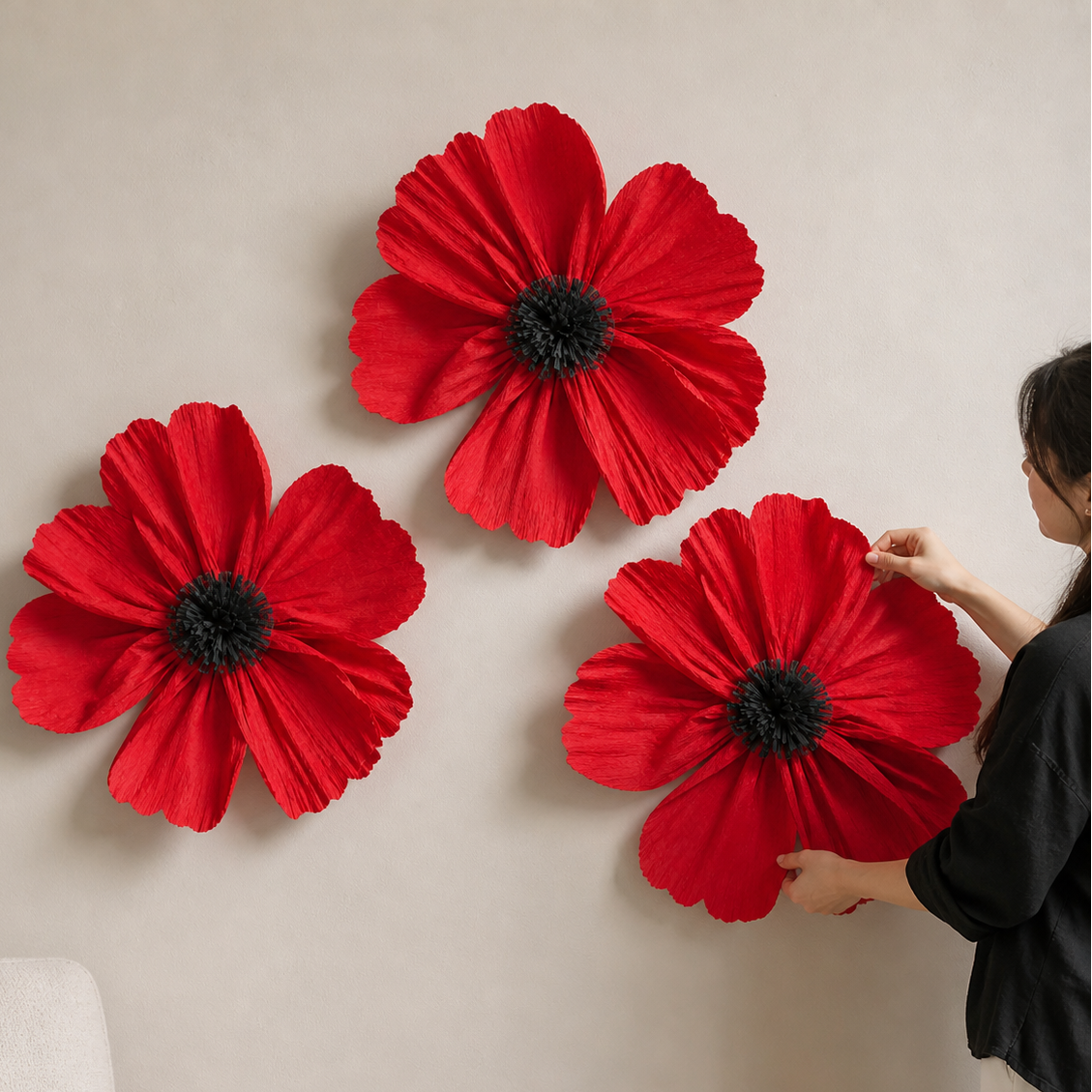 Poppy Arrangement (Set of Three) | Crimson Red