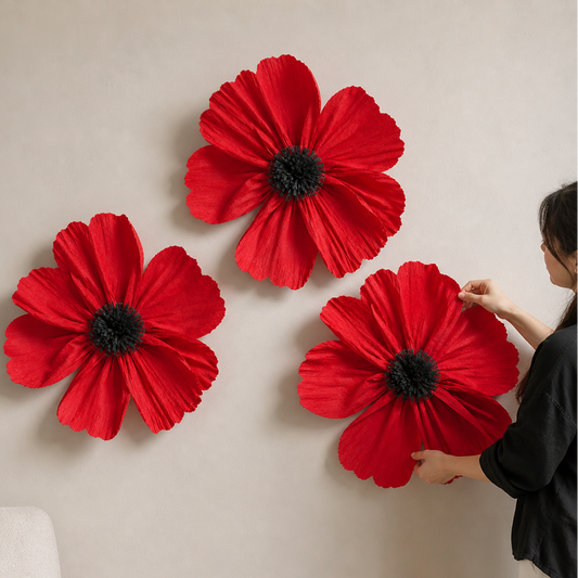 Poppy Arrangement (Set of Three) | Crimson Red